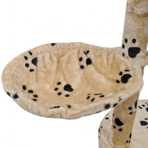 Arranhador tamanho XL para gatos, bege, com estampa de patas.