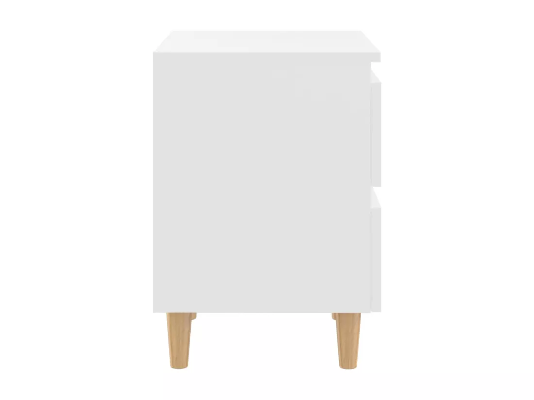 Tables de chevet avec pieds en pin 2 pcs Blanc 40x35x50 cm