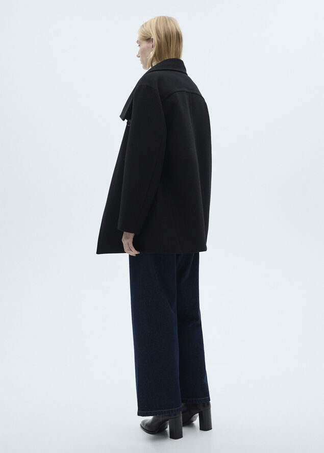 MANGO Double-breasted wool coat Black