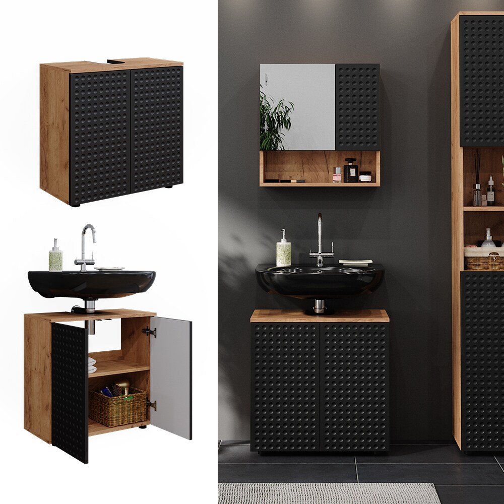 Vicco Waschbeckenunterschrank Irma Eiche Anthrazit 60 x 59 cm Badezimmer