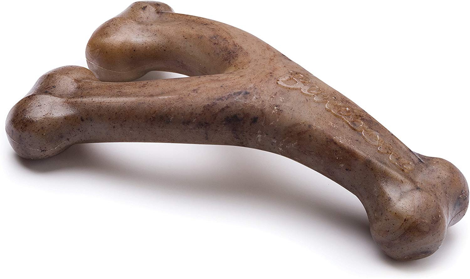 Brinquedo de dentição Benebone Wishbone em formato de bacon, marrom