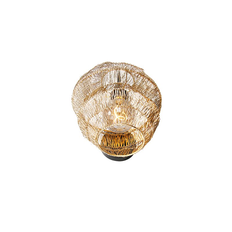 Oosterse wandlamp zwart met goud - Vadi