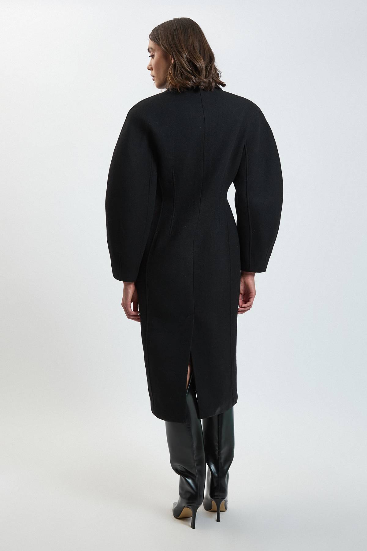 KarenMillen Manteau Mi-long Ajusté En Laine À Manches Arrondies