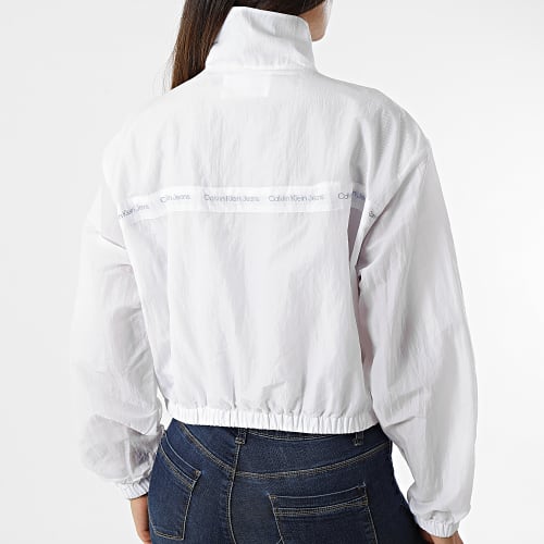 Coupe-Vent Femme Crop A Bandes Logo 9006 Blanc