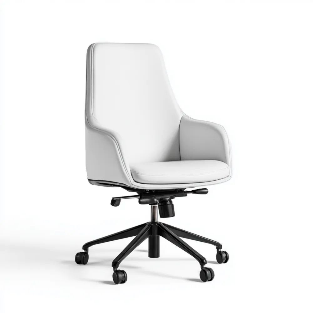 Bürostuhl Kunstleder Weiß Verstellbar – Modernes Design (50x50x90-100