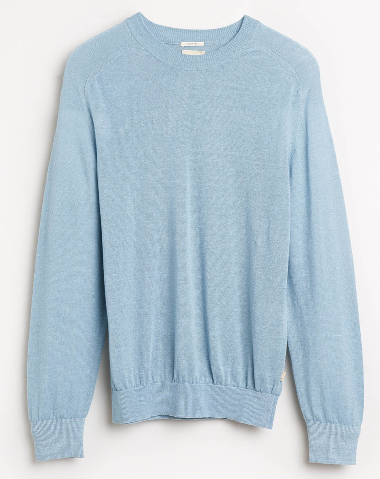 Bellerose Pull en Lin & Laine vierge Nepro col rond bleu clair