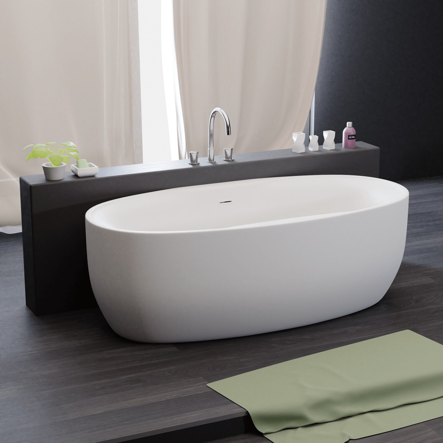 TroniTechnik® Freistehende Badewanne DOKOS Maße ca. 180 x 100 x 60cm Wanne - Füllmenge 210 Liter, aus Acryl mit Siphon