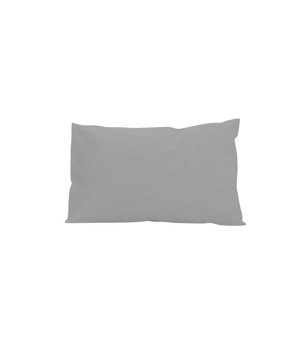 Lot 2 taies d'oreiller rectangle us 50x75 cm en coton uni 57 fils - gris