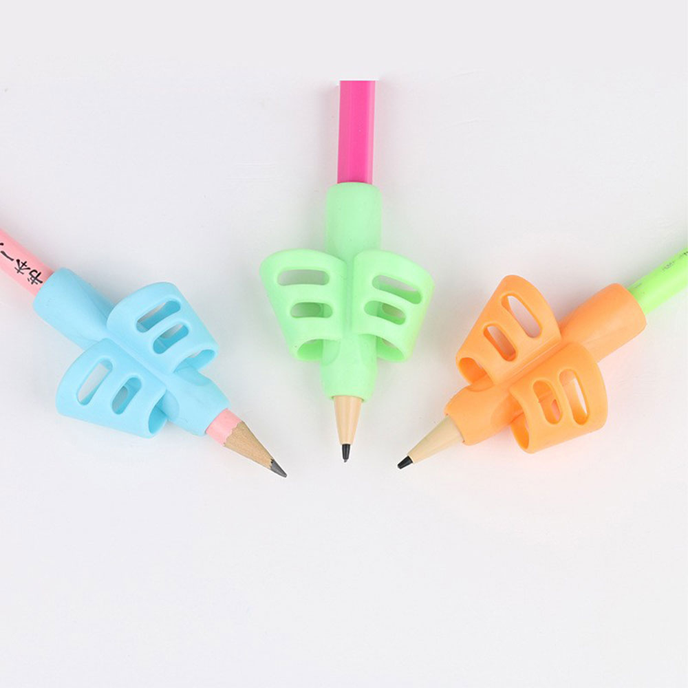 (3er Set) Ergonomische Schreibhilfe Silikon Grip Stifte Griff für Kinder   Erwachsene - Grün / Orange / Blau