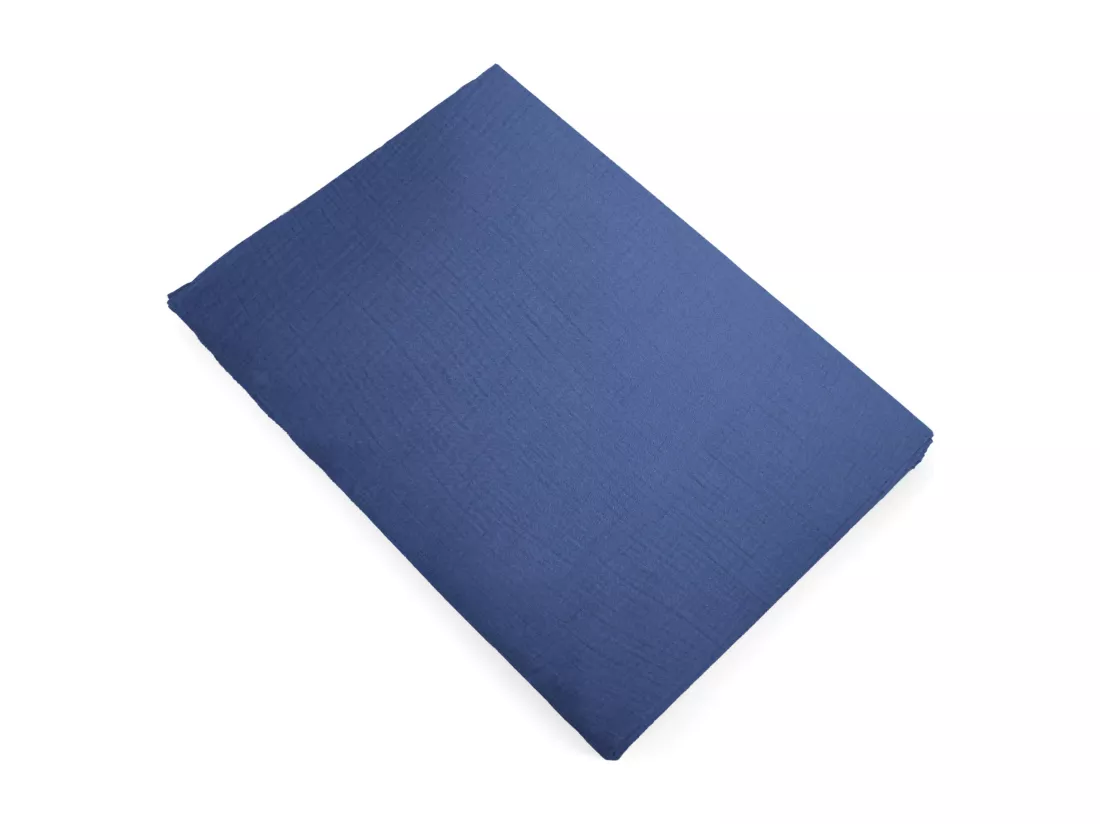 Drap plat 270x300 cm mousseline de coton collection MILOS bleu indigo