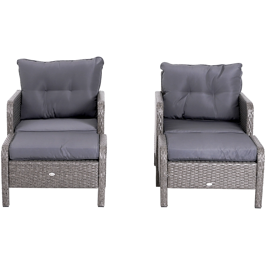 Outsunny Rattan Sofagarnitur als 5-teiliges Set dunkelgrau