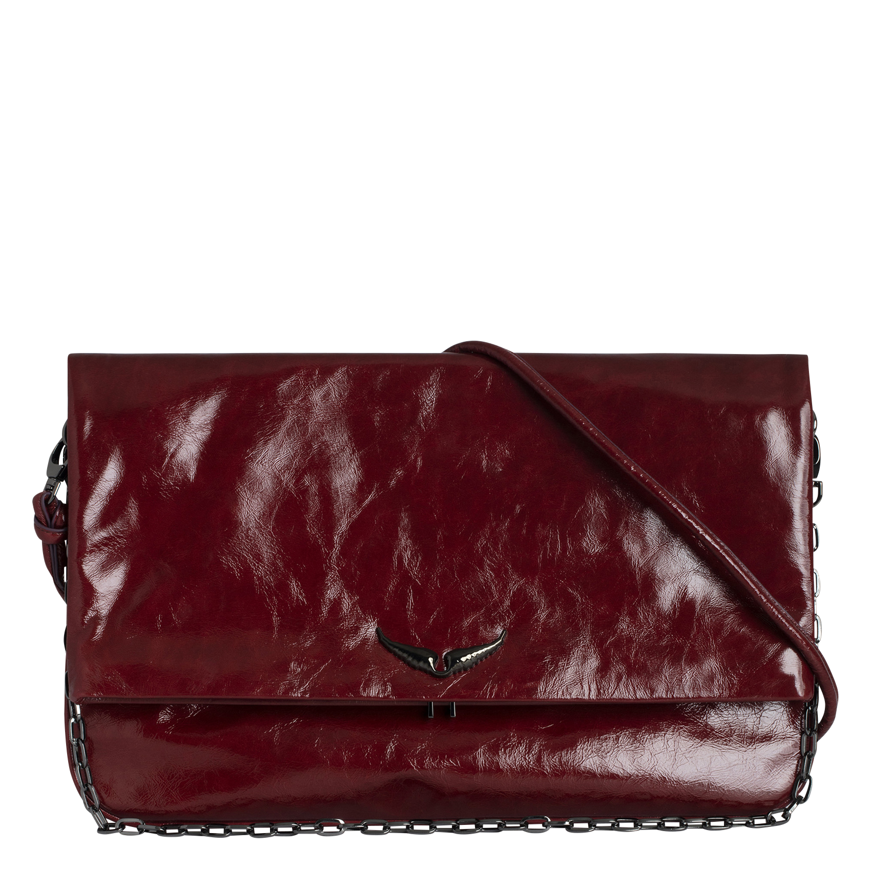 ROCK ETERNAL XL - Pochette en cuir effet froissé brillant | Rouge