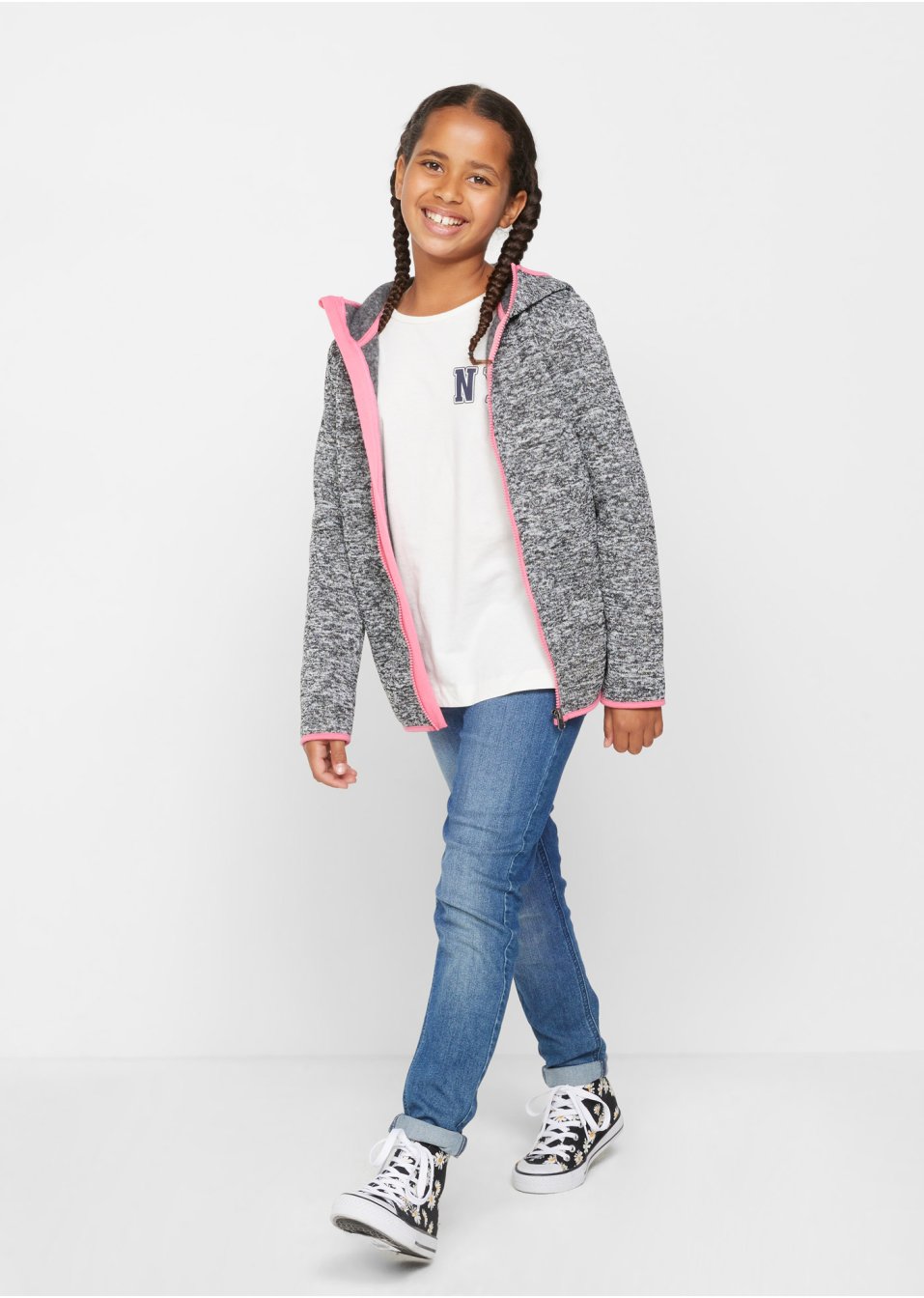 Veste en maille polaire thermo fille avec capuche