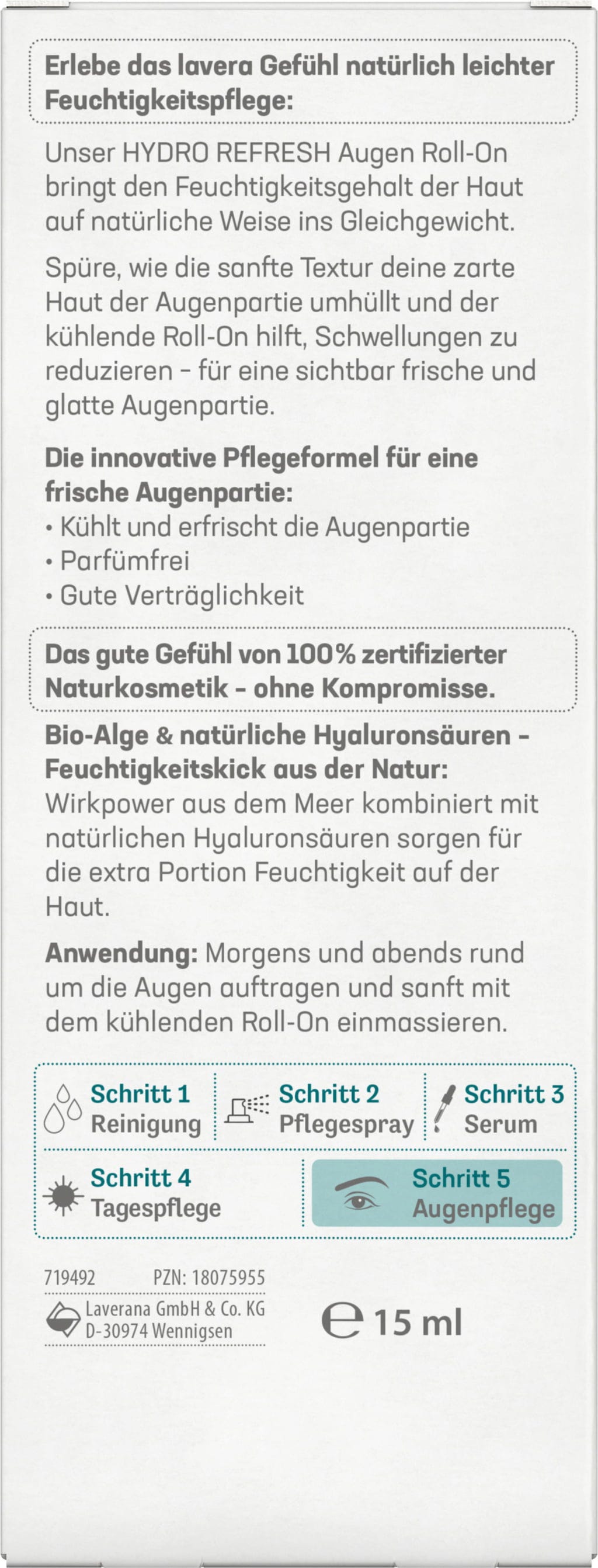 lavera  Hydro Refresh Augen Roll-On, 15 ml