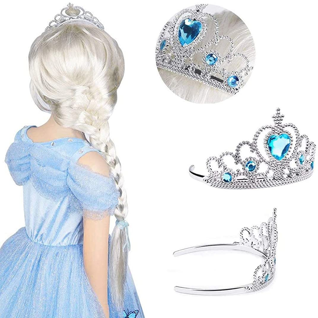 (2-tlg. Set) Kinder Märchen Krone Haarreif   Zauberstab Mottoparty Spielzeug - Silber / Blau