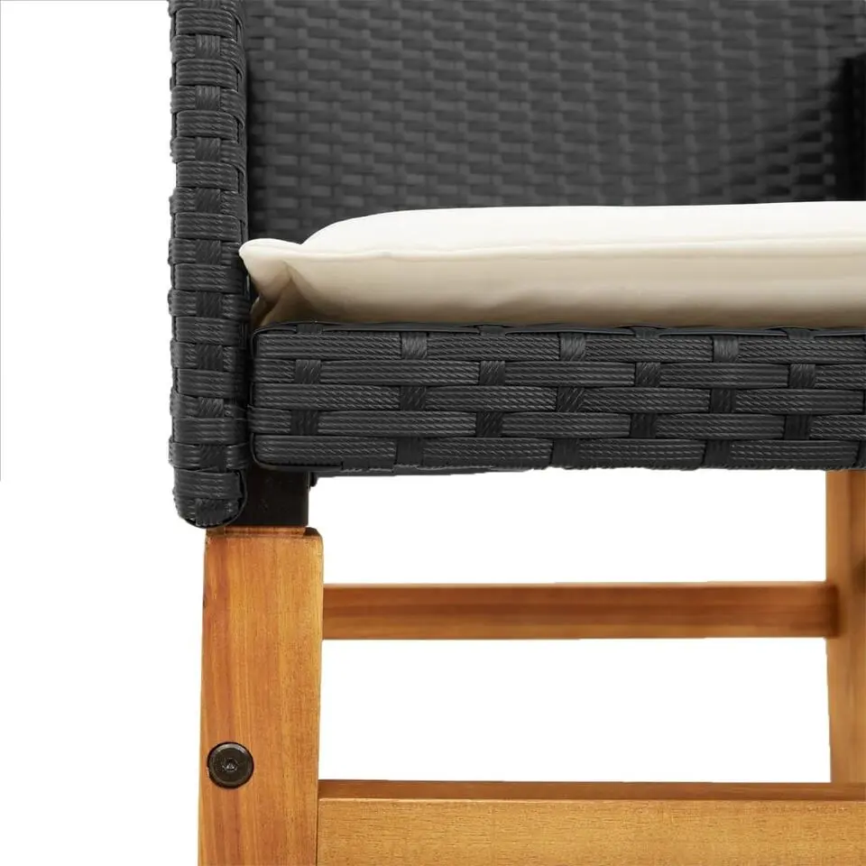 vidaXL - Tuinstoelen - Kussens - Zwart - Poly rattan - 2 stuks