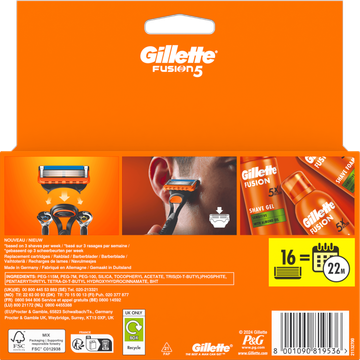 Gillette Fusion5 16 Navulmesjes voor Mannen