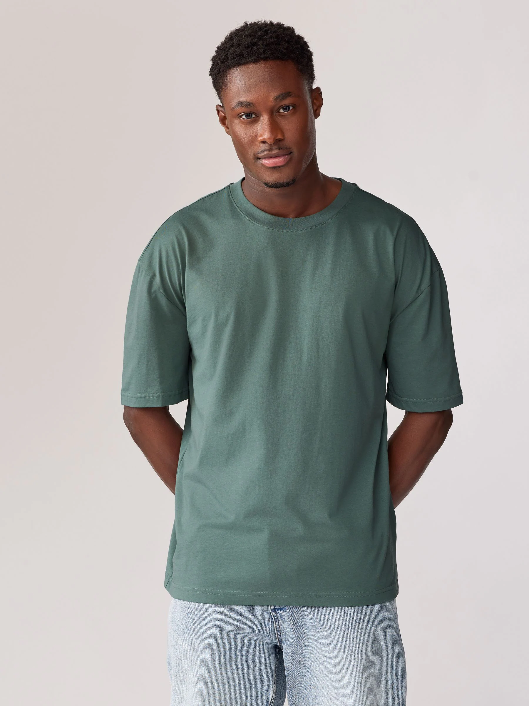 Blauw/Groen/Paars/Naturel - Essential Cotton T-Shirts Relaxed Fit 5 Pack