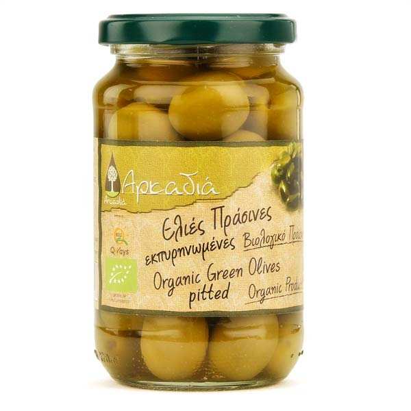 Olives vertes Chalkidiki dénoyautées grecques (en saumure) bio - Arcadia