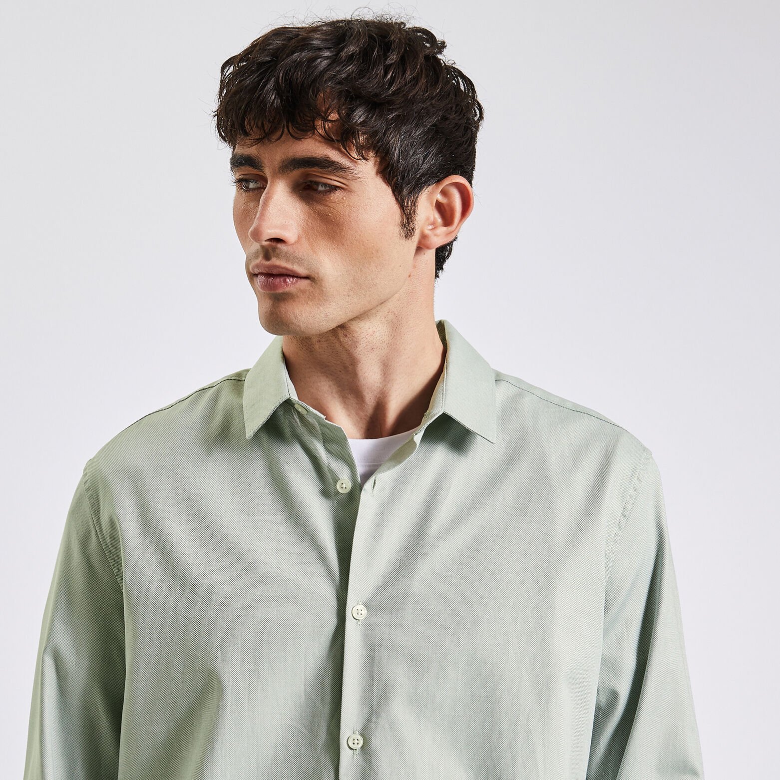 Chemise slim oxford unie coton Vert clair