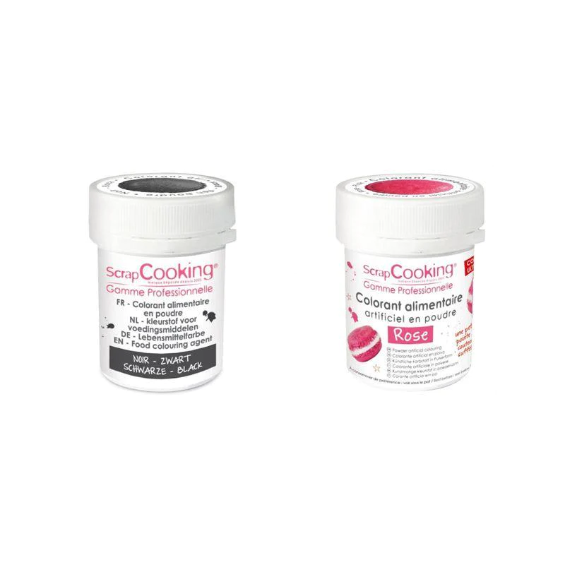 2 colorants alimentaires en poudre - rose-noir Scrapcooking
