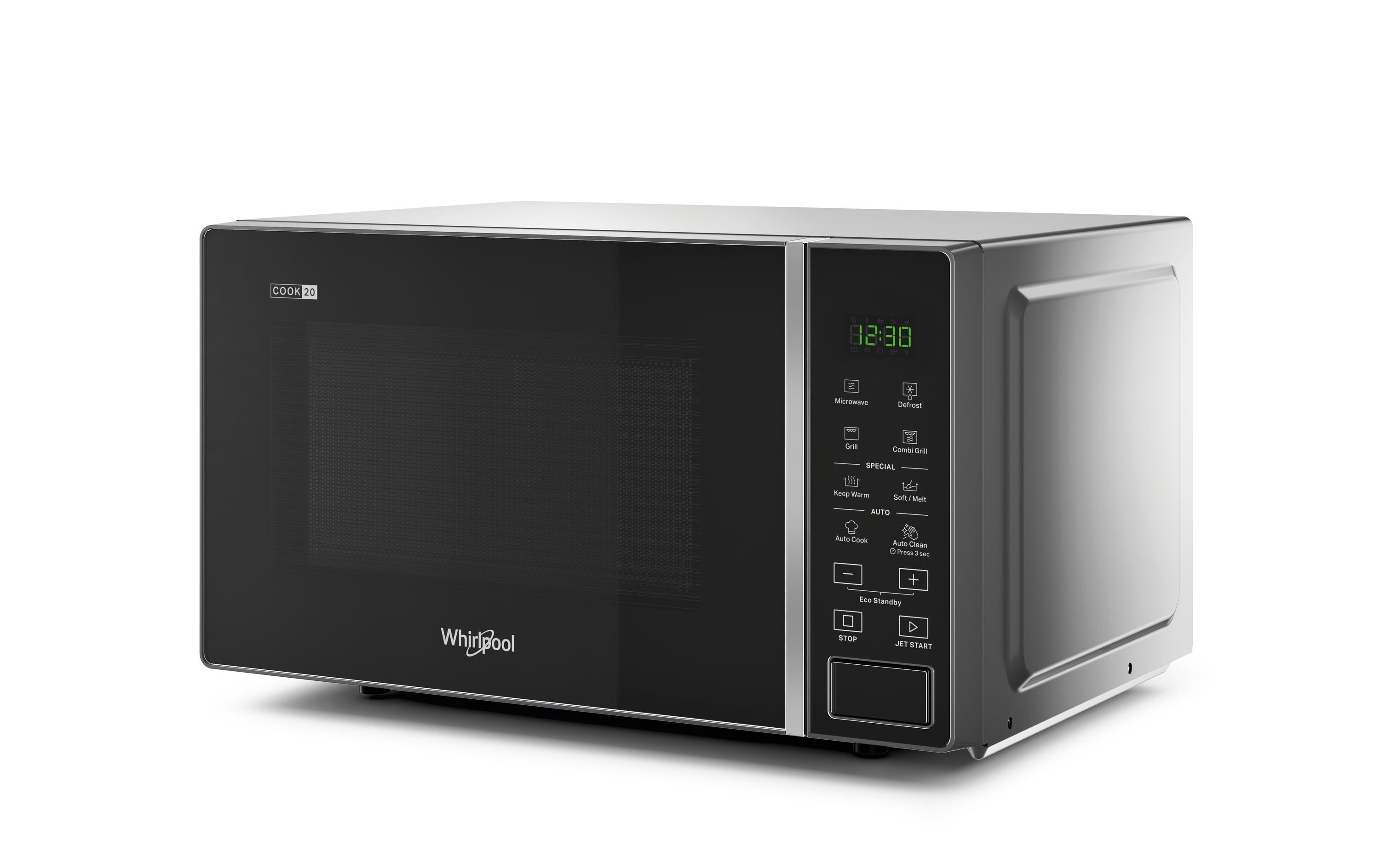 Mikrowelle mit Grill MWP 203 SB CH Schwarz/Silber<br>Mikrowellengerät mit silbernem Gehäuse und schwarzer Front