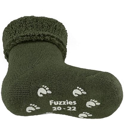 Fuzzies GåStrømper m. AntiskRød - Army Grøn