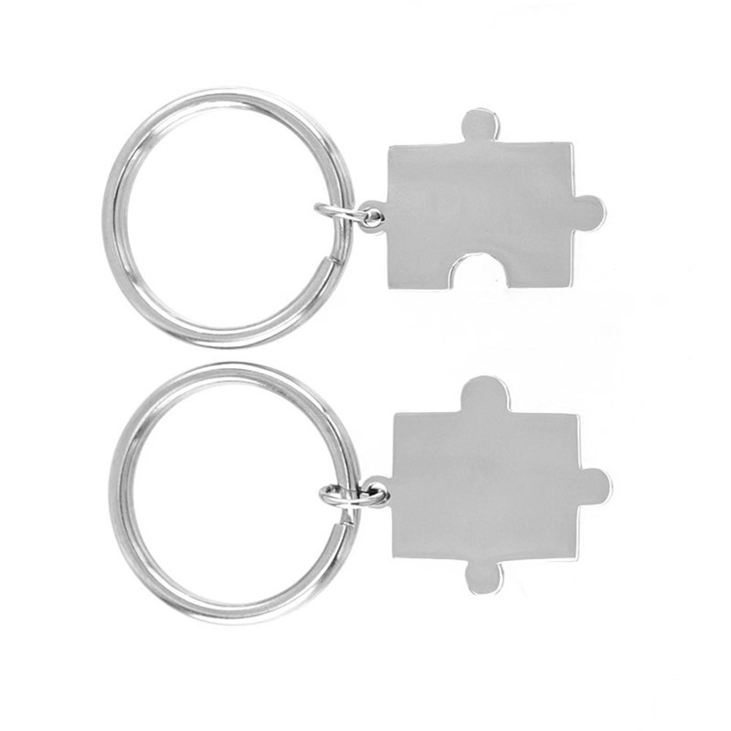 Porte-clés puzzle lot de 2 amitié couple acier