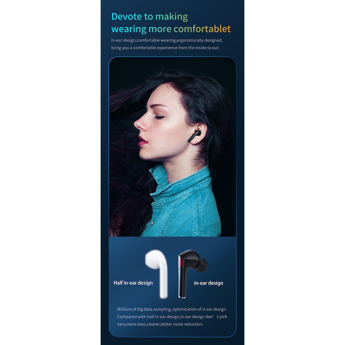 Trådløse hodetelefoner Bluetooth 5.1 Hvit