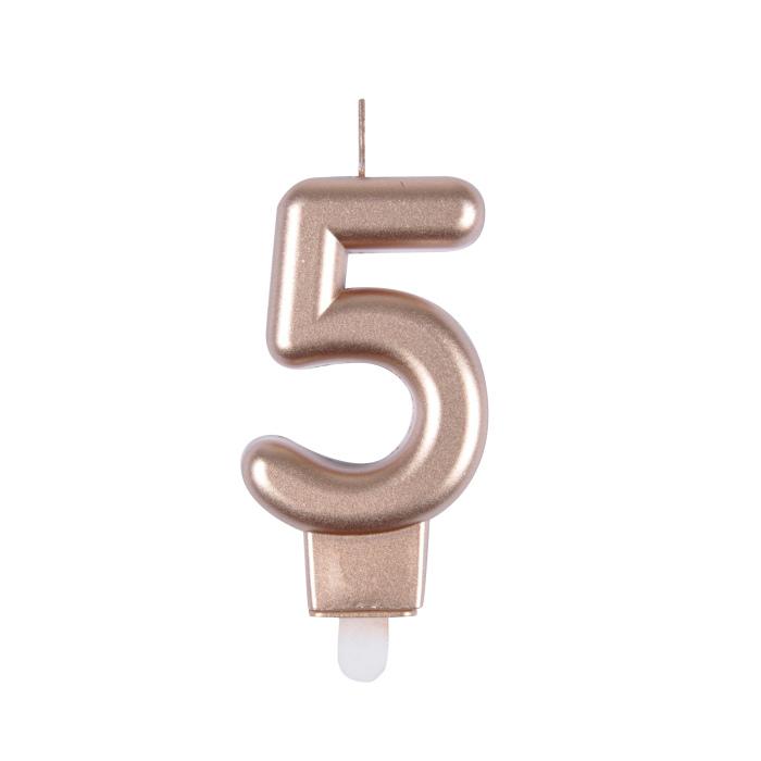 BOUGIE ANNIVERSAIRE CHIFFRE 5 H.75CM ROSE GOLD