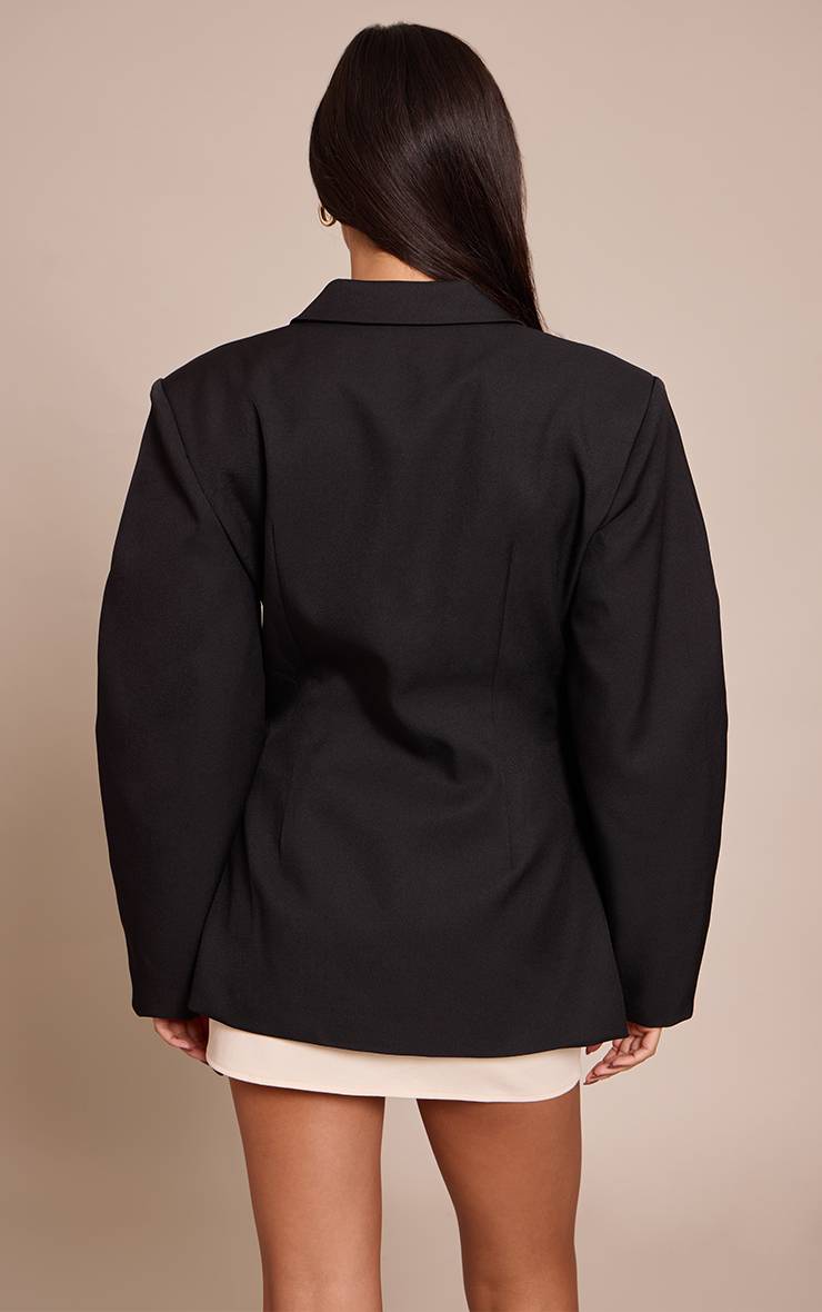 Noir Blazer À Manches Cocon Et Détail Asymétrique