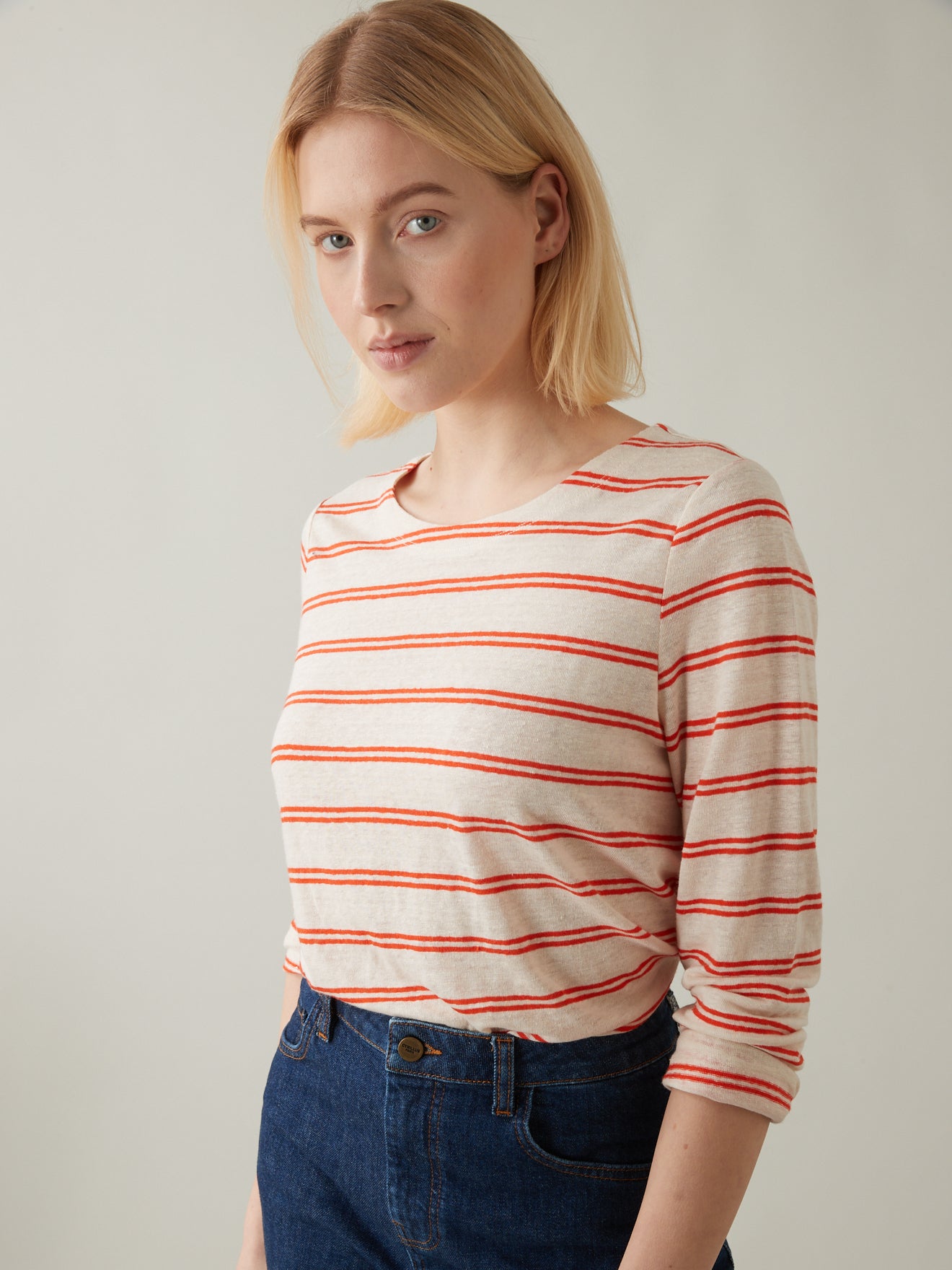 T-shirt marinière en lin femme