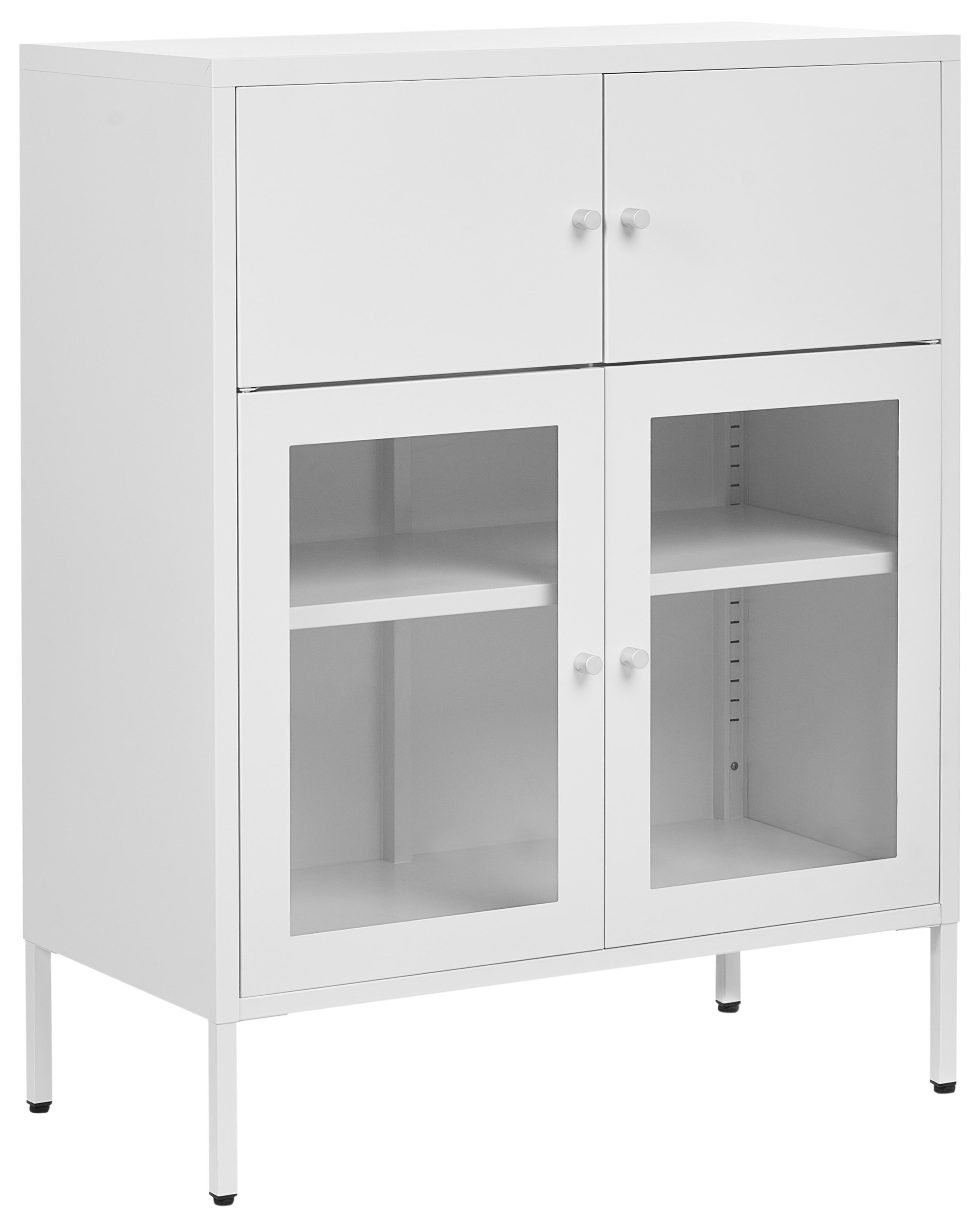 Dressoir met glazen deuren ESHOLT Metaal 80 cm Wit