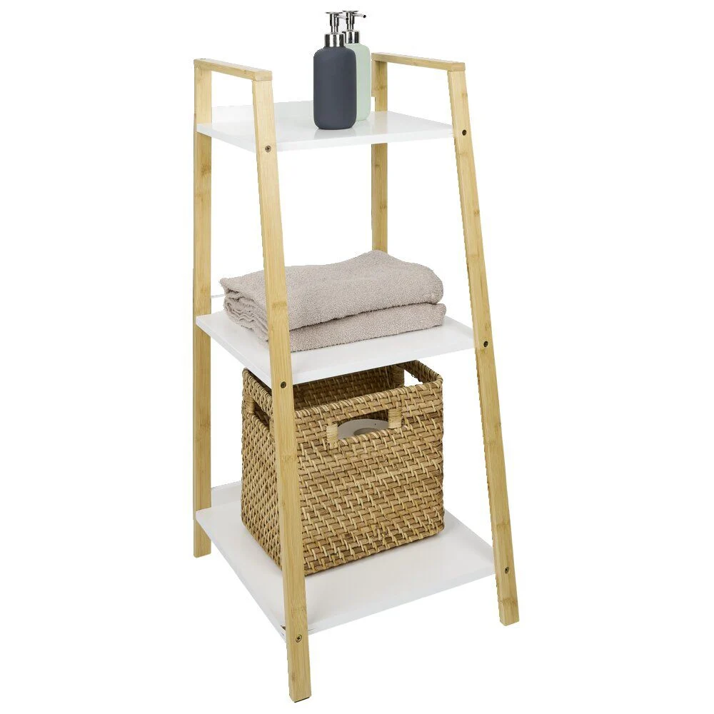 Étagère salle de bain 3 niveaux bambou 34,5x36xH76cm