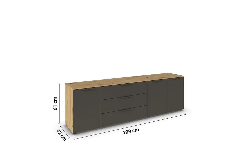 Sideboard Graphit, Eiche Artisan (Nachbildung) Front: Dekor, Oberboden: Dekor Graphit, Eiche Artisan (Nachbildung) Graphit