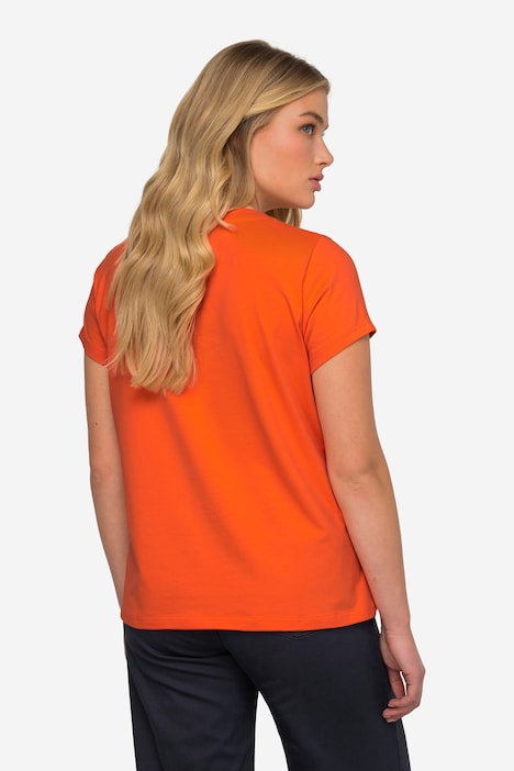 T-Shirt, kleiner Knoten Print, V-Ausschnitt, Halbarm, OEKO-TEX MIG