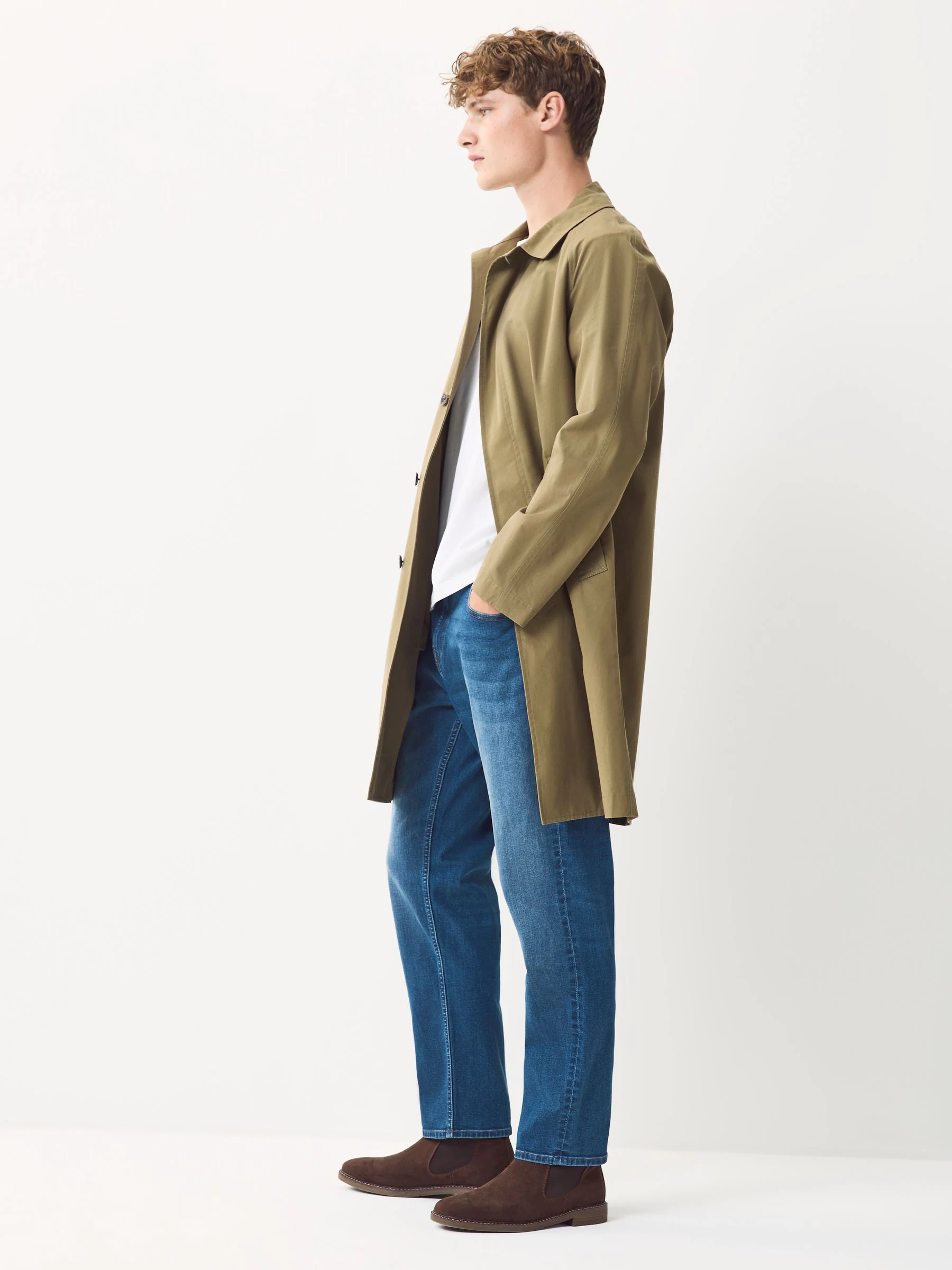 Blauw - Klassieke stretchjeans met standaard taps toelopende pasvorm