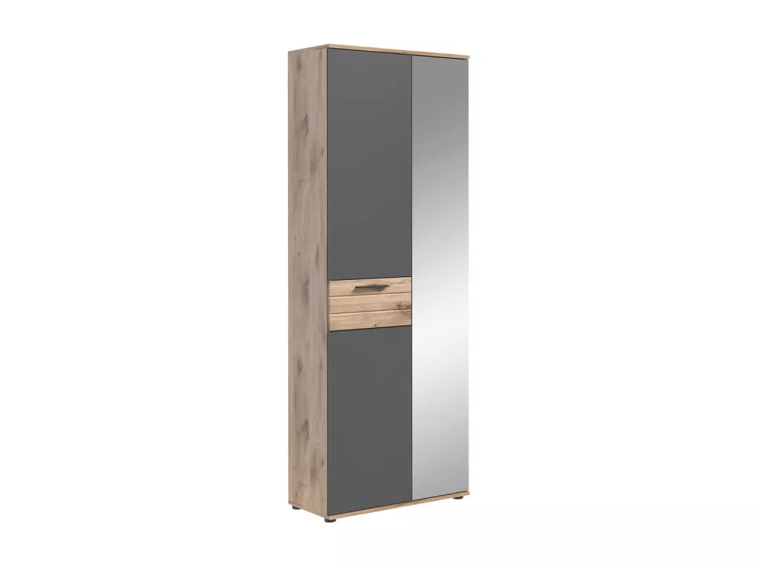 Mason armoire de rangement 2 portes chêne décor, miroir.
