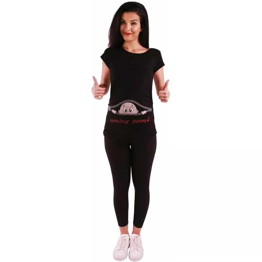 M.M.C. Umstandsshirt Coming Soon mit Motiv Schwarz