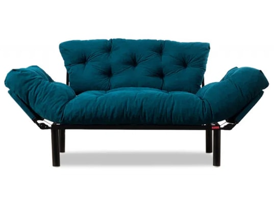 CONCEPT1 - Canapé lit Nitta 2 places bleu pétrole 155 x 70 x h85