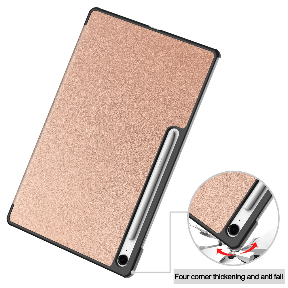 Samsung Galaxy Tab S10 FE  Plus Flipcase Hülle Ledertasche mit Aufstellfunktion Litchi Look   S-Pen Halterung - Roségold