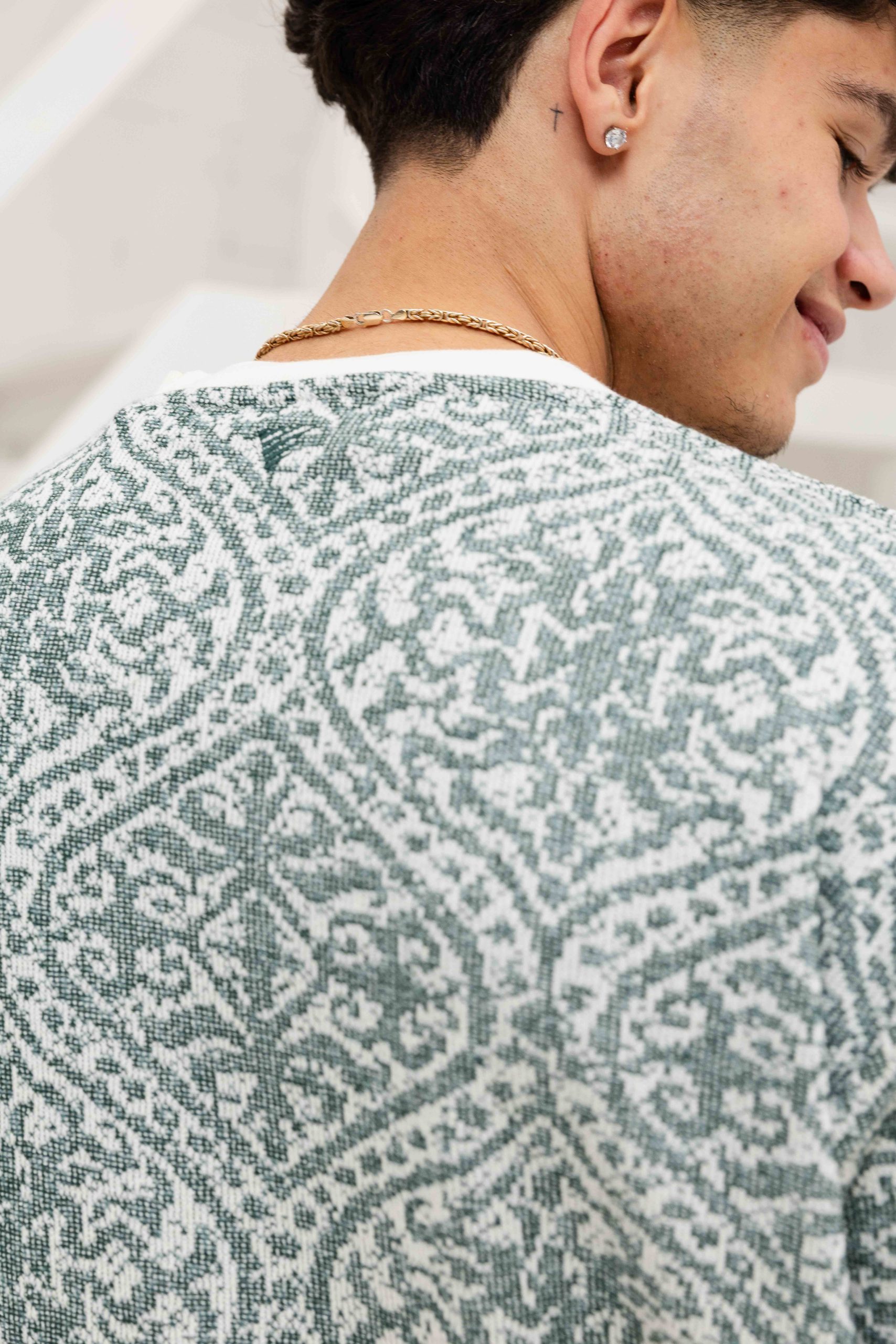 Pure Path Jacquard Set Heren Groen/Wit