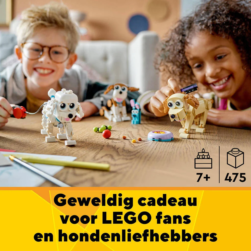 Honden3-in-1 Schattige Honden Dieren Speelgoed Set met Teckel, Mopshond en Poedel 31137