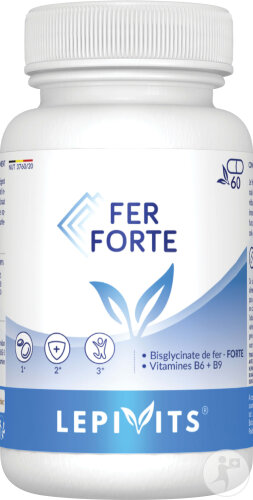 Lepivits Fer Forte Bisglycinate De Fer + Vitamines B6 Et B9 Activées 60 Gélules Végétales