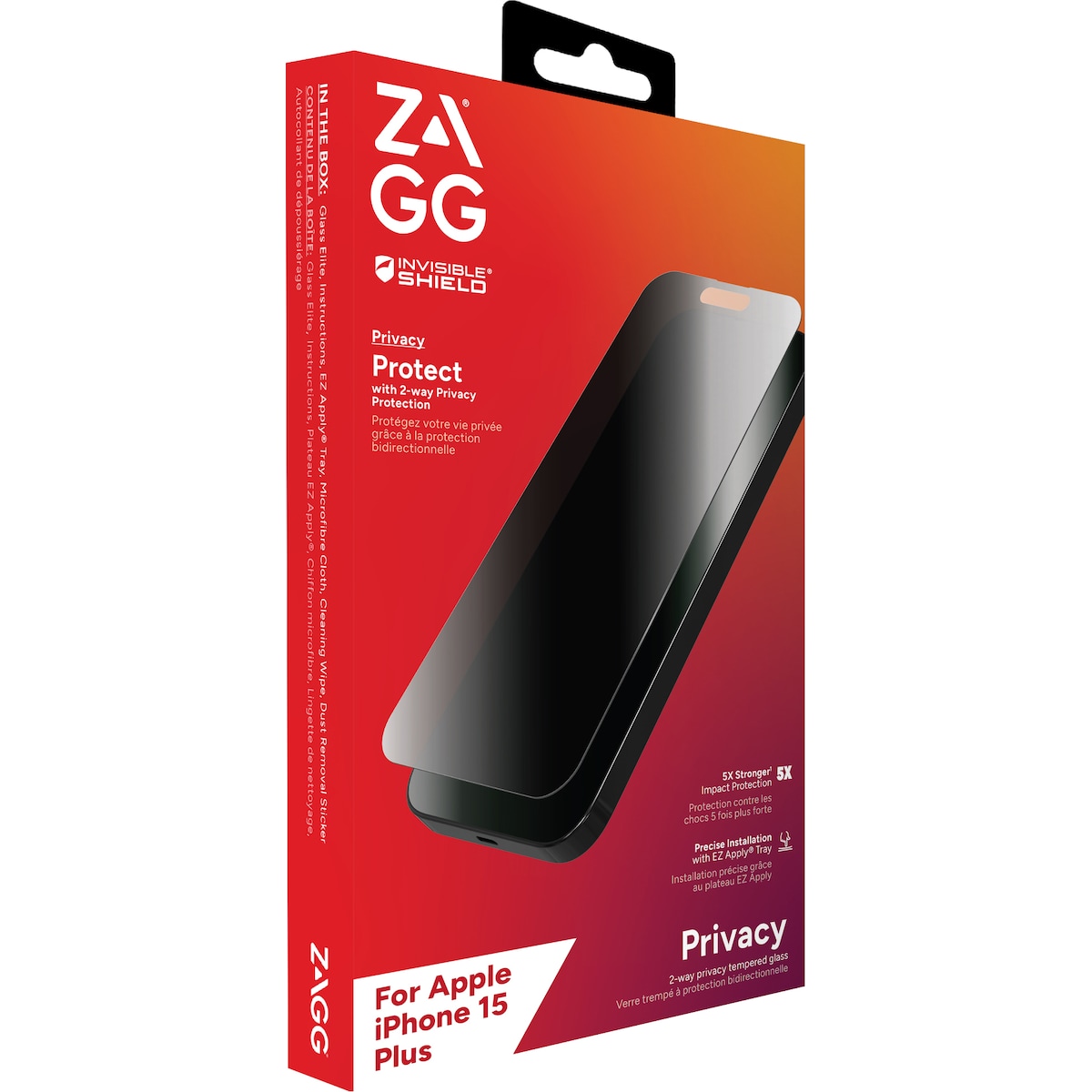 Zagg iPhone 15 Plus Glass Elite Privacy skjermbeskytter