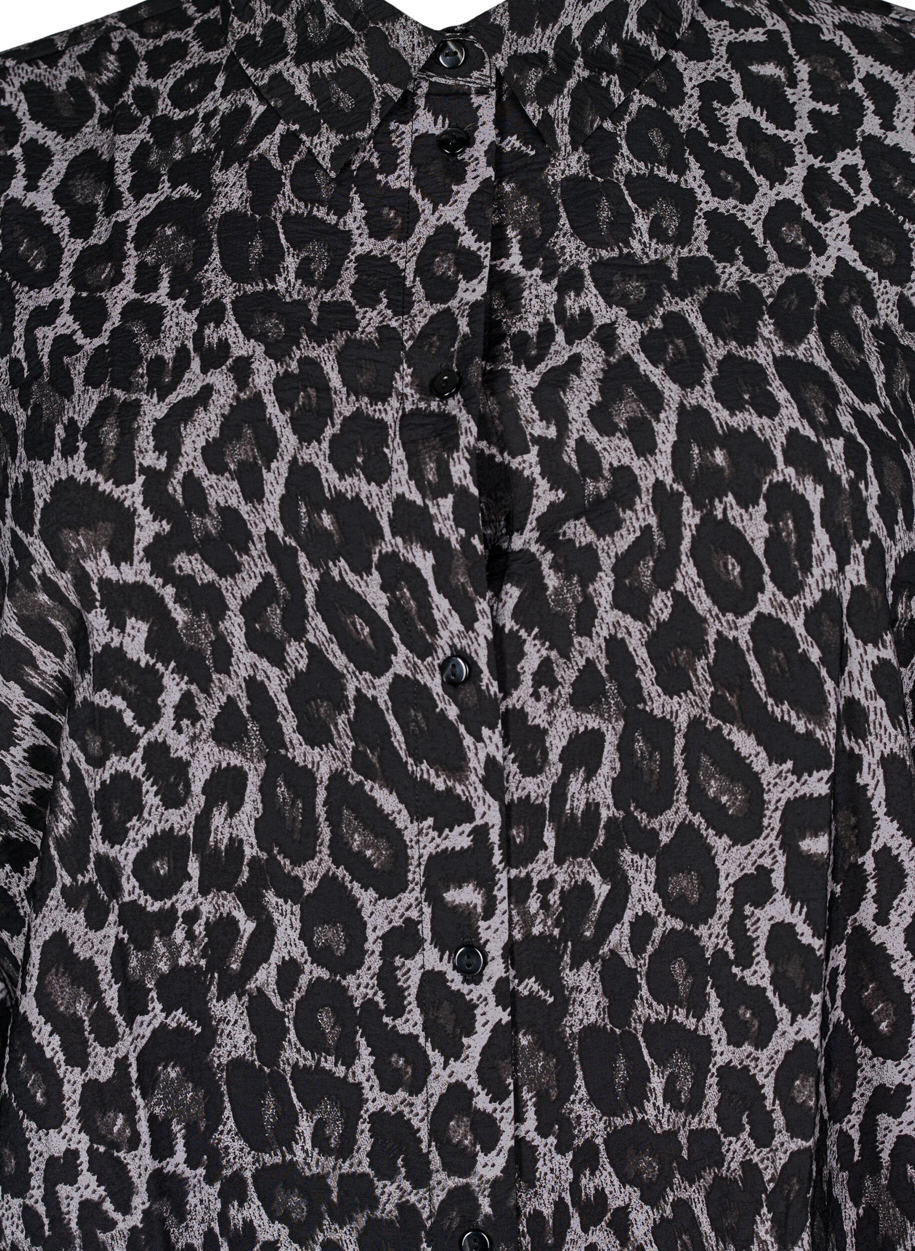 Lang skjorte med leopardprint