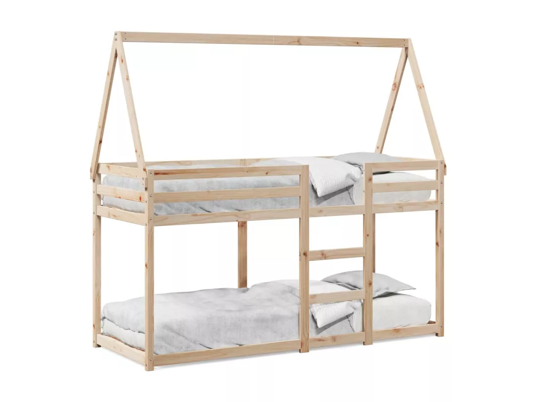 Lit superposé avec toit 90x190 cm bois massif de pin