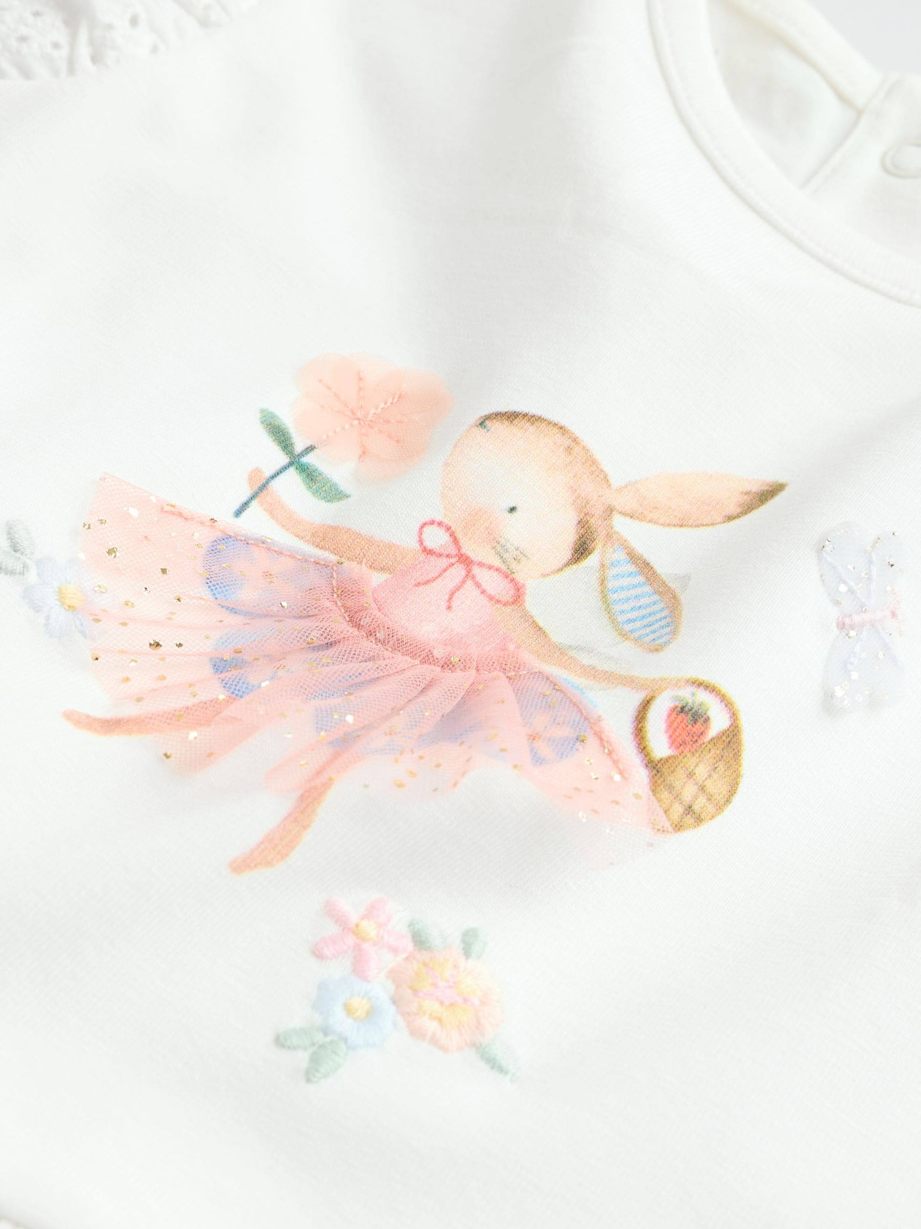 Roze/witte feeënmuis - Baby 2 -delig set van top met korte mouwen en Leggings (0mnd -2jr)