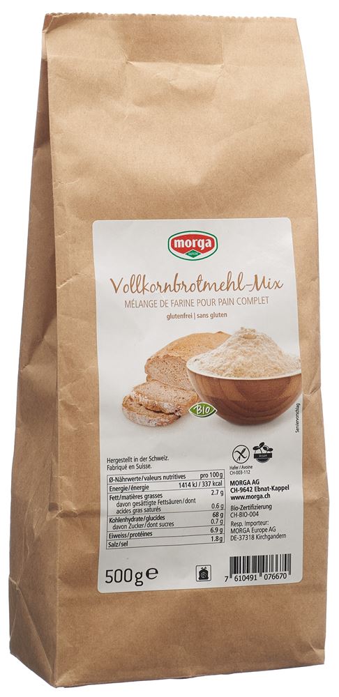 MORGA Vollkornbrot-Mehl-Mix glutenfrei Bio Btl 500 g