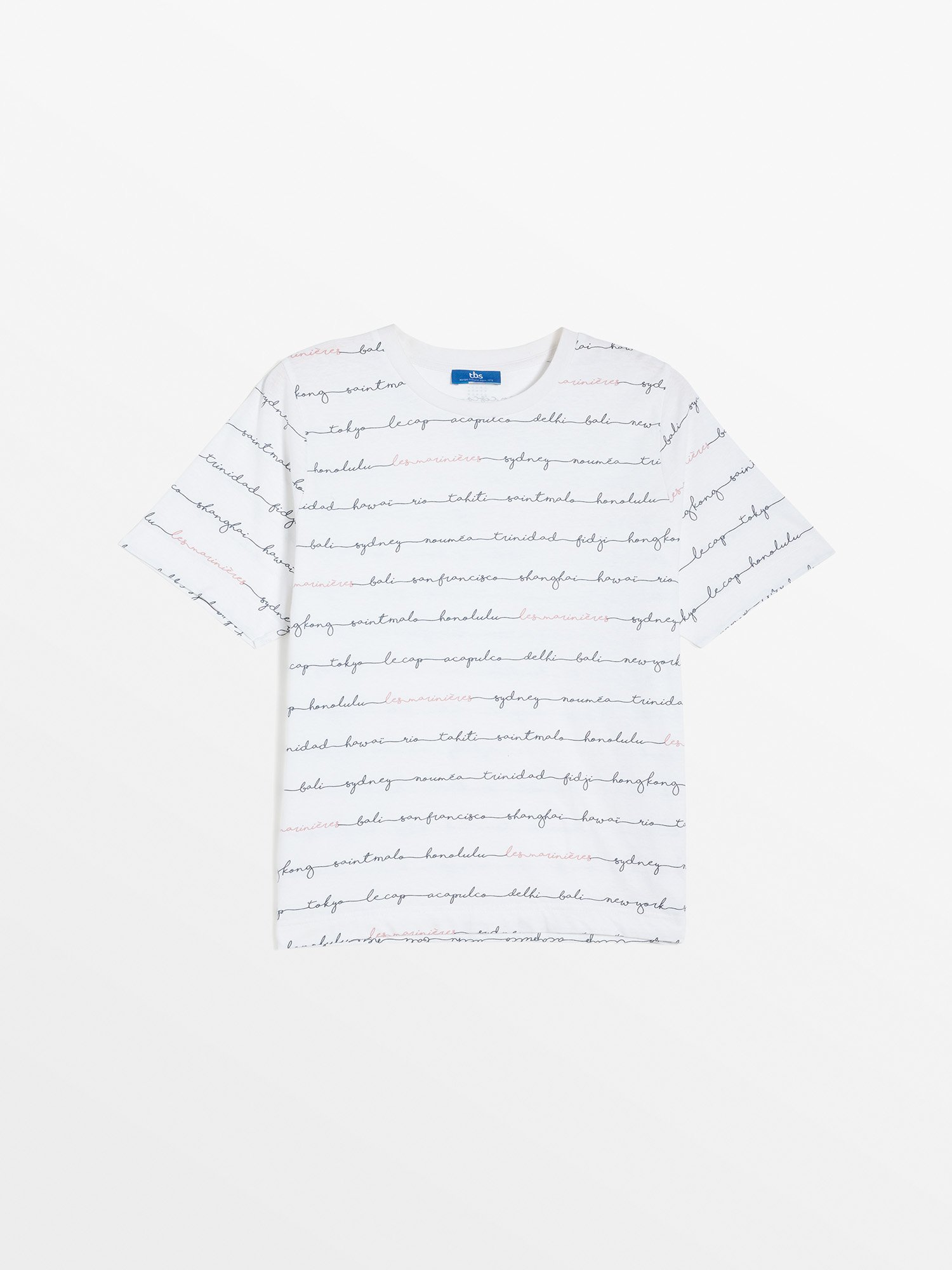 Tee-Shirt Femme en Lin Blanc et Bleu